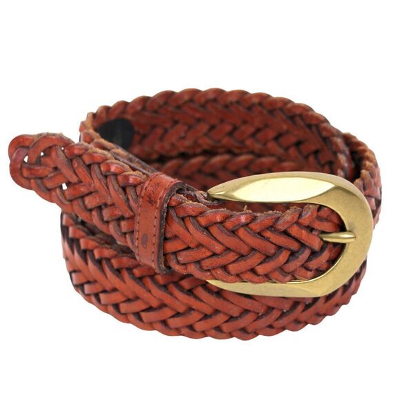 Lady Canterbury BRAIDED WOVEN BROWN GENUINE LEATHER 1"Wd WOMEN'S BELT Sz M (*23 - Picture 6 of 11
